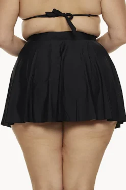Bottoms|Capriosca Plain Skater Skirt BLACK