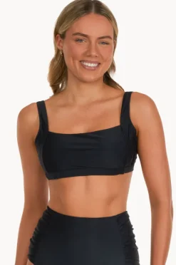 Bikini Tops|Base Swim Plain Square Neck Crop BLACK