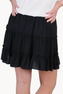 Skirts|Go Girl Plain Tiered Skirt BLACK
