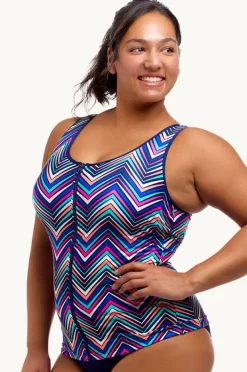 Tankini Tops|Funkita Point Out DD/E Cup Zip Front Tankini Separate Multi