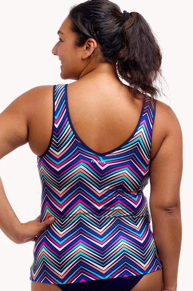 Tankini Tops|Funkita Point Out DD/E Cup Zip Front Tankini Separate Multi