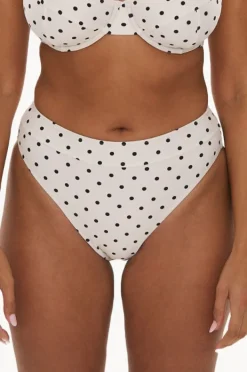 Bottoms|Raq Apparel Polka Dot High Leg Brief Cream