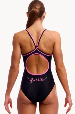 One Pieces|Funkita Power Shift Diamond Back One Piece Black/pink
