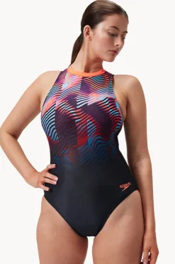 One Pieces|Speedo Printed Hydrasuit One Piece Black/Multi