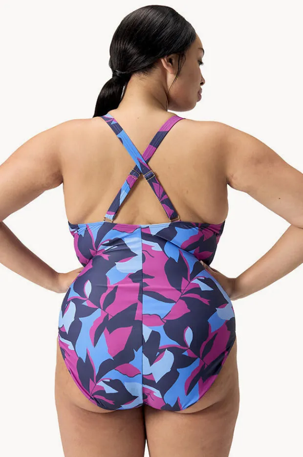 One Pieces|Speedo Printed Shaping V Neck One Piece Blue/purple