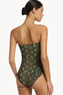 One Pieces|Jets Python Splice Bandeau One Piece Olive