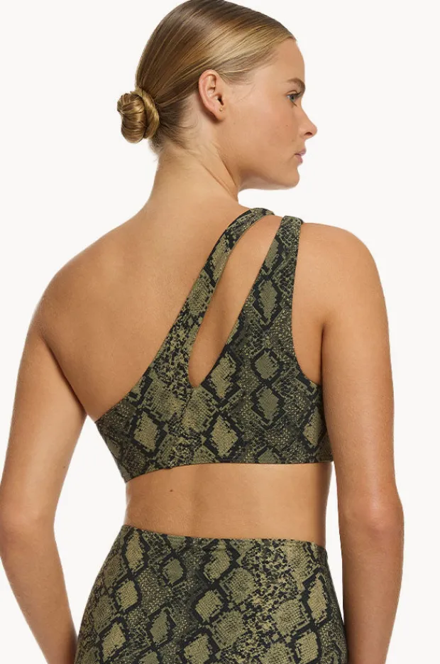 Bikini Tops|Jets Python Splice One Shoulder Top Olive