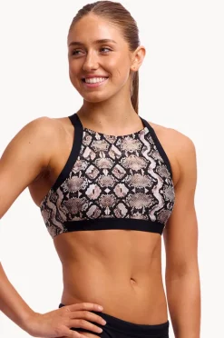 Bikini Tops|Funkita Rattle Racer Hi Light Swim Top Black/brown