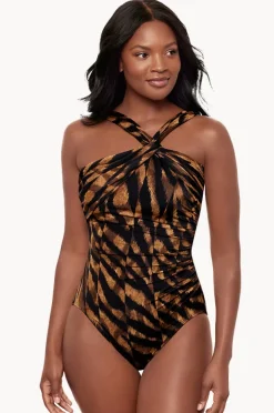 One Pieces|Miraclesuit Raya De Safari Europa One Piece Black/brown