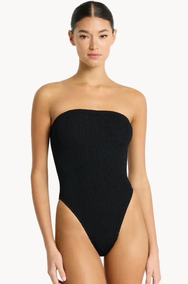 One Pieces|Bond-eye Recycled Fane Bandeau One Piece Black