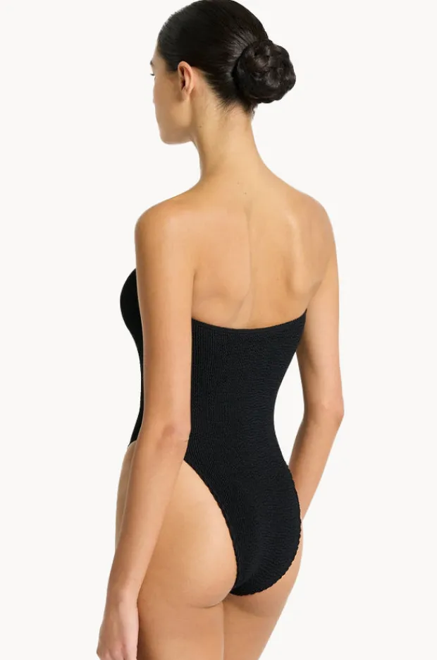 One Pieces|Bond-eye Recycled Fane Bandeau One Piece Black