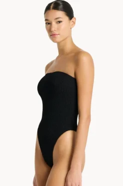 One Pieces|Bond-eye Recycled Fane Bandeau One Piece Black
