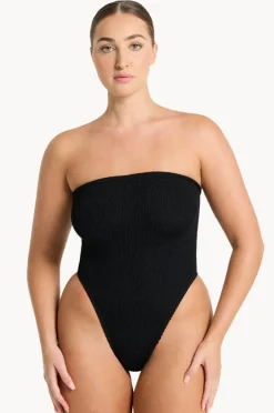 One Pieces|Bond-eye Recycled Fane Bandeau One Piece Black