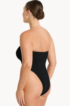 One Pieces|Bond-eye Recycled Fane Bandeau One Piece Black