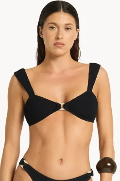 Bikini Tops|Bond-eye Recycled Ring Delphi Crop Black