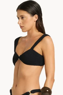 Bikini Tops|Bond-eye Recycled Ring Delphi Crop Black