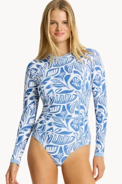 Rashies & Sunsuits|Sea Level Reef Long Sleeve Sunsuit Denim