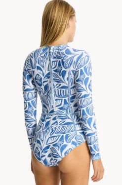 Rashies & Sunsuits|Sea Level Reef Long Sleeve Sunsuit Denim