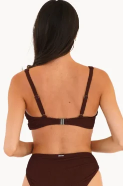 Bikini Tops|Moontide Retro Deco DD/E Cup Wrap Front Bra Espresso