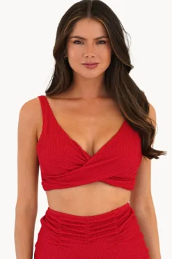 Bikini Tops|Moontide Retro Deco F/G Cup Wrap Front Bra Hibiscus