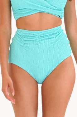 Bottoms|Moontide Retro Deco High Waist Gathered Pant Aqua