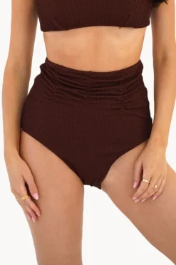 Bottoms|Moontide Retro Deco High Waist Gathered Pant Espresso