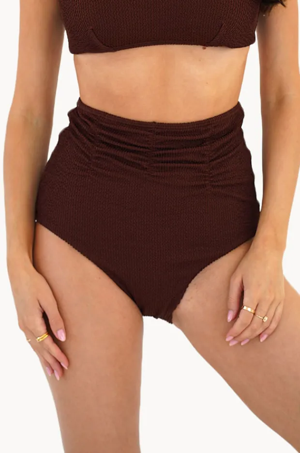 Bottoms|Moontide Retro Deco High Waist Gathered Pant Espresso