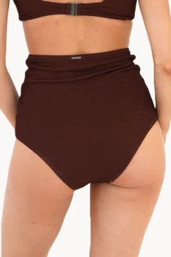 Bottoms|Moontide Retro Deco High Waist Gathered Pant Espresso