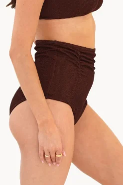 Bottoms|Moontide Retro Deco High Waist Gathered Pant Espresso