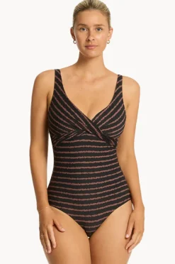 One Pieces|Sea Level Riptide Cross Front One Piece Black