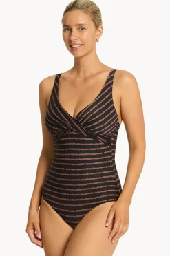 One Pieces|Sea Level Riptide Cross Front One Piece Black