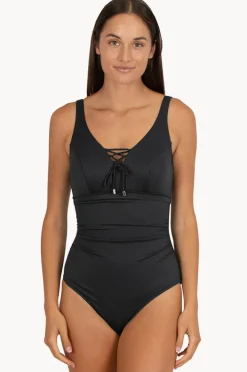 One Pieces|Baku Rococco E/F Underwire Lace Up One Piece Nero