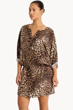 Dresses|Monte u0026 Lou Romeo 3/4 Sleeve Shirt Dress Leopard