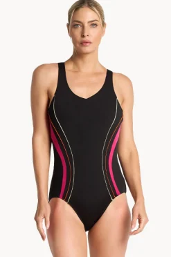 One Pieces|Poolproof Rozella Side Splice Tank One Piece Black/Lime