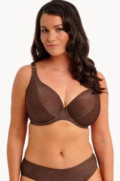 Bikini Tops|Fantasie Sabana Sparkle E Cup Plunge Bra Chestnut