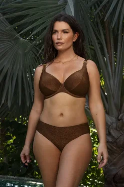 Bikini Tops|Fantasie Sabana Sparkle E Cup Plunge Bra Chestnut