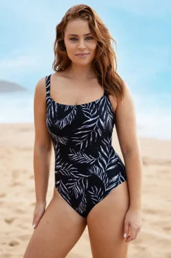 One Pieces|Zoggs Safari Leaf Classicback One Piece Black/White