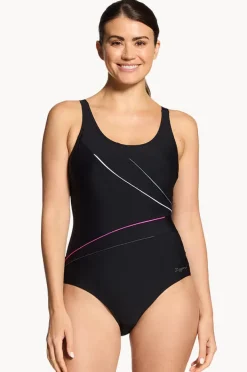 One Pieces|Zoggs Safari Leaf Macmaster Adjustable Scoopback One Piece Black/multi