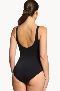 One Pieces|Zoggs Safari Leaf Wrap Front One Piece Black/pink