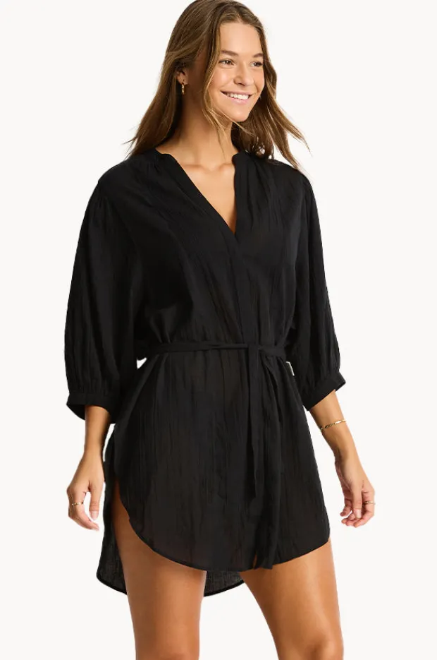 Overswim|Sea Level Salt Boho Shirt Black