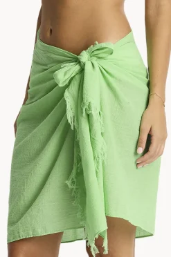 Sarongs|Sea Level Salt Frayed Sarong Matcha