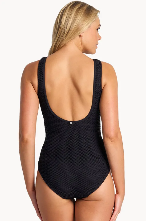 One Pieces|Sunseeker Salt High Neck Scoop One Piece BLACK