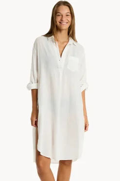 Overswim|Sea Level Salt Long Cover Up WHITE