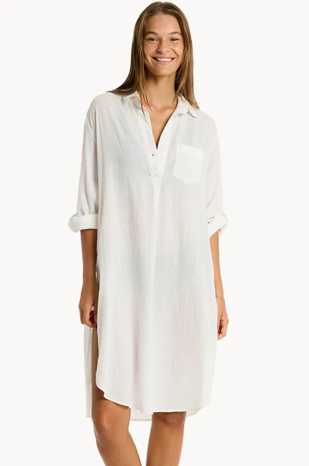 Overswim|Sea Level Salt Long Cover Up WHITE