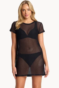 Overswim|Sunseeker Salt Mesh T-Shirt Dress Black