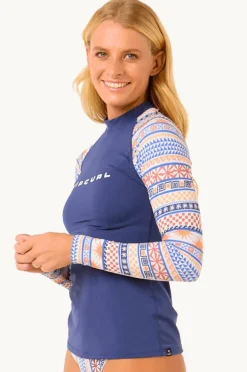 Rashies & Sunsuits|Rip Curl San Carlos Long Sleeve Suntop Dark Blue