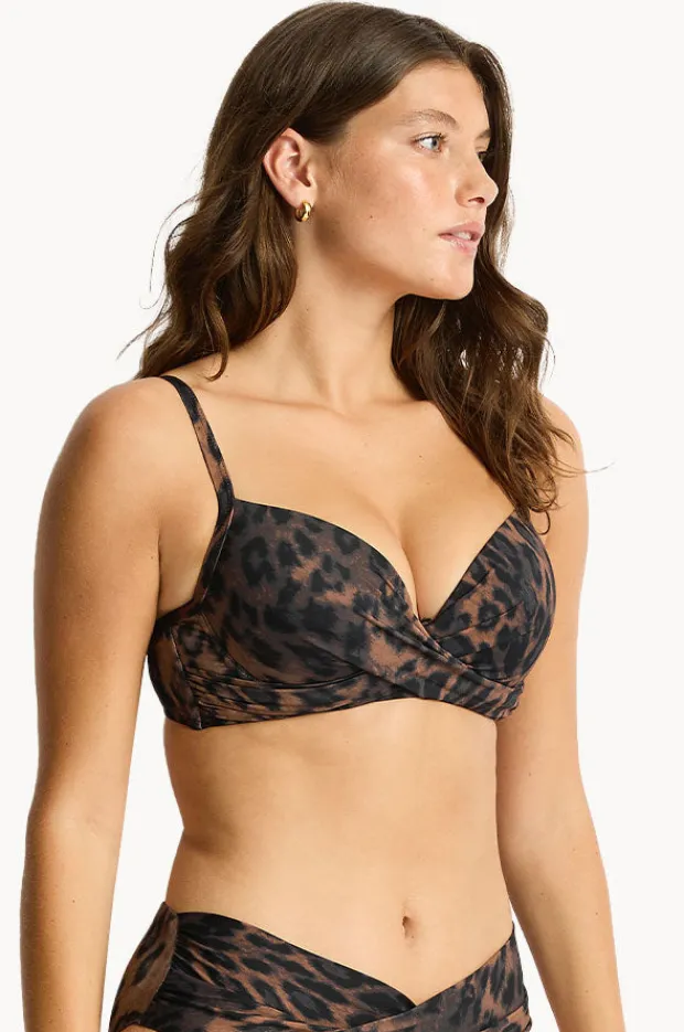 Bikini Tops|Sea Level Savanna D/DD Cup Cross Front Bra Chocolate