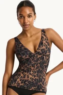 Tankini Tops|Sea Level Savanna Longline Tri Tankini Separate Chocolate