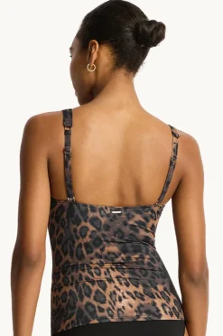 Tankini Tops|Sea Level Savanna Longline Tri Tankini Separate Chocolate