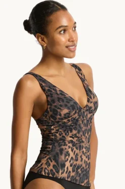Tankini Tops|Sea Level Savanna Longline Tri Tankini Separate Chocolate